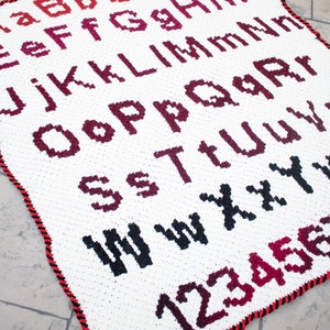 Couverture C2C PATRON AU CROCHET | Crochet de coin à coin | Modèle de couverture au crochet | Motif afghan | Alphabet et chiffres au crochet