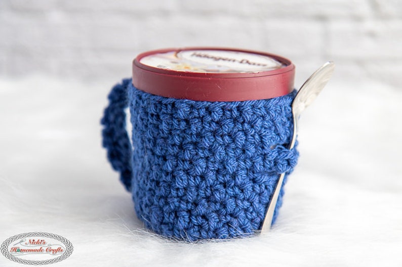 Crochet Ice Cream Cozy with Spoon Holder Pattern Crochet Ice Cream Pint Cozy Ice Cream Cozy Crochet Ice Cream Cozy Pattern image 5