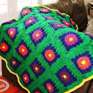 Granny Square Blanket CROCHET PATTERN | Crochet Blanket Pattern | Afghan Pattern | Crochet Throw Blanket