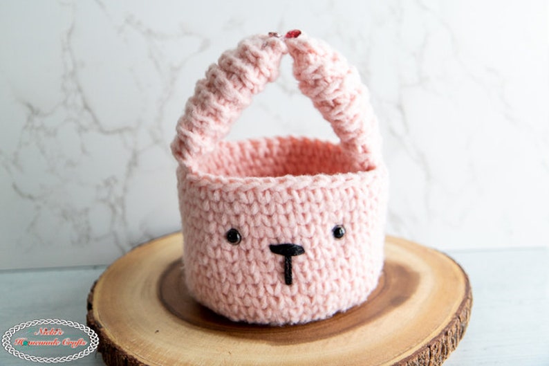 Cute BUNNY Basket CROCHET PATTERN with Bunny Ears as the Basket Handles for Spring and Easter and Animal and Amigurumi Lovers image 4