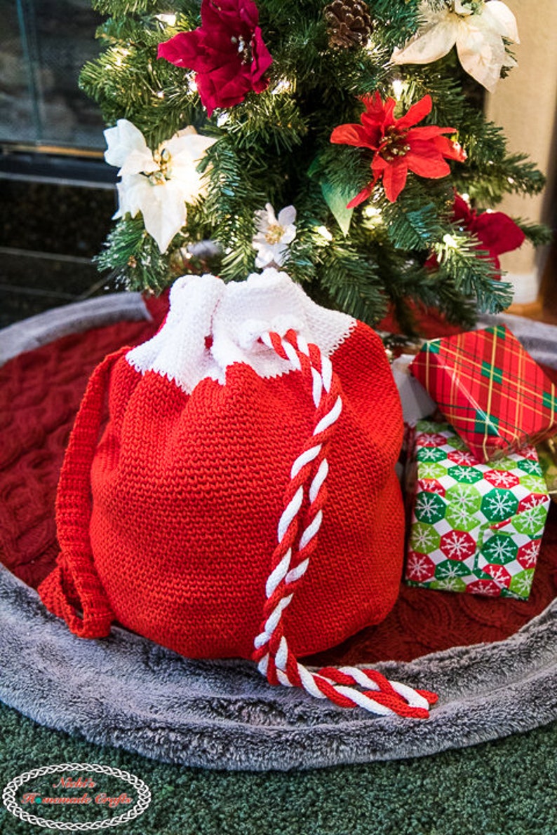 CROCHET PATTERN Santa Sack Backpack for Christmas and the Holidays Santa Gift Bag image 4