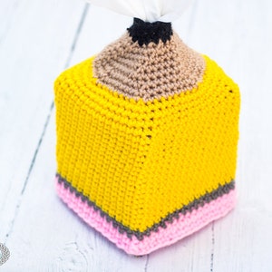 Crochet Pattern: Pencil Tissue Box Cover Perfect for Teachers, Students and Back To School image 8