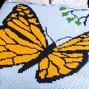 CROCHET PATTERN: Monarch Butterfly Blanket Corner to Corner C2C Pattern Crochet Butterfly Crochet Blanket Instant Download image 5