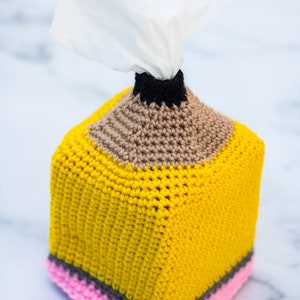 Crochet Pattern: Pencil Tissue Box Cover Perfect for Teachers, Students and Back To School image 5