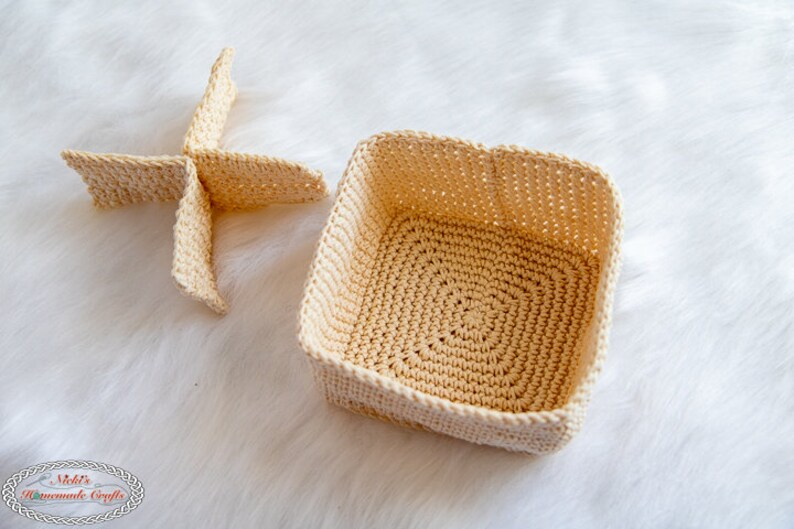 Crochet Organizer Basket Pattern with Removable Dividers Crochet Basket Pattern Crochet Organizer Pattern Crochet Gifts image 3