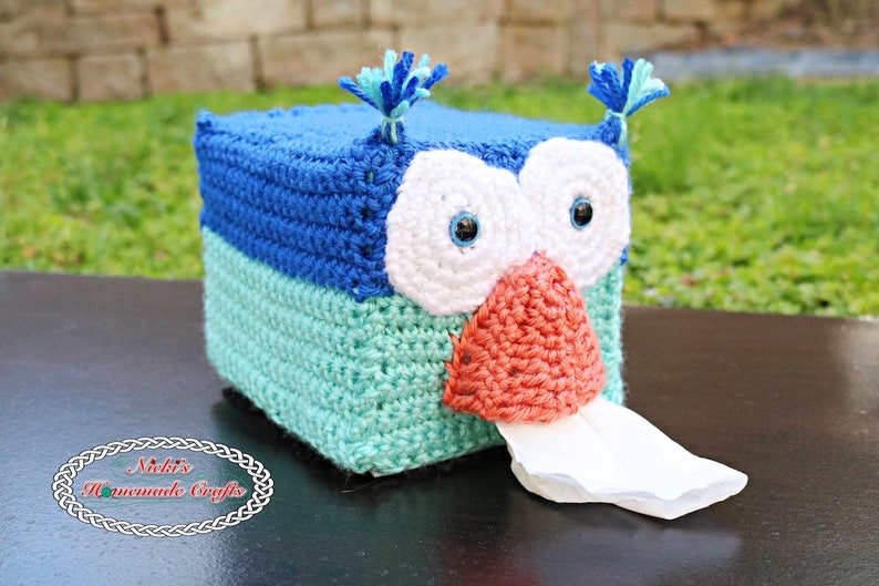 CROCHET PATTERN Owl Tissue Box Cover easy fast cool animal cute adorable kids decoration image 3