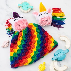 Unicorn Hat CROCHET PATTERN Pom Pom Hat Crochet Unicorn Girl Beanie Pattern Rainbow Hat Pattern Corner to Corner Crochet image 4