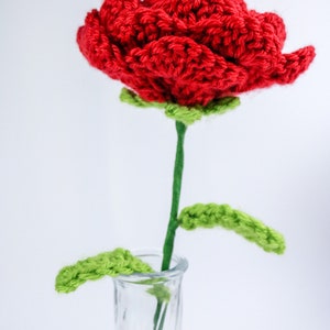 Crochet Pattern: ROSE with Wired Stem and Leaves Love, Valentine's Day, Flower, Heart, Wedding, Birthday image 2