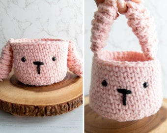Cute BUNNY Basket CROCHET PATTERN with Bunny Ears as the Basket Handles for Spring and Easter and Animal and Amigurumi Lovers