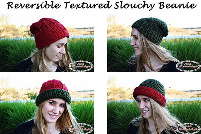 Slouchy Beanie CROCHET PATTERN Women's Hat Pattern Crochet Pom Pom Hat Crochet Beanie Pattern Easy Crochet Hat image 1
