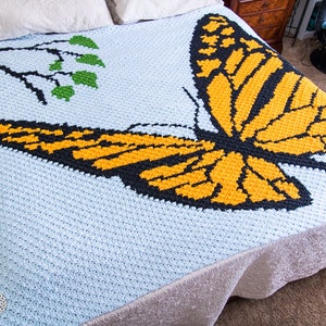 CROCHET PATTERN: Monarch Butterfly Blanket Corner to Corner C2C Pattern Crochet Butterfly Crochet Blanket Instant Download image 6