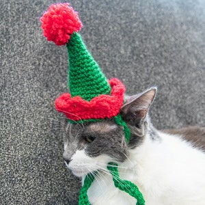 Cat Hat CROCHET PATTERN Crochet Cat Beanie Crochet Elf Hat Pattern for Cats Crochet Cat Toy Crochet Santa Hat Pattern image 8