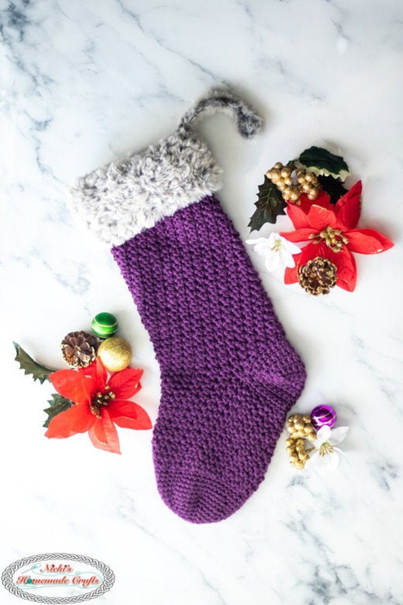 Christmas Stocking CROCHET PATTERN Crochet Stocking Pattern Easy Crochet Pattern Crochet Holiday Stocking image 1