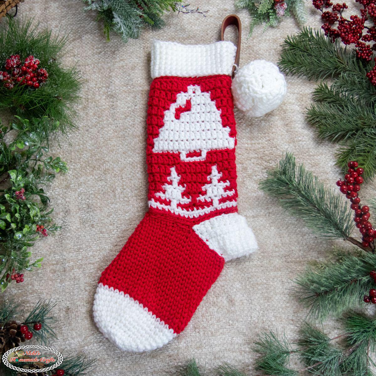 39 Christmas Stocking Crochet Patterns for Handmade Holiday Keepsakes 21 Crochet Christmas Stocking Pattern Bell Christmas Tree