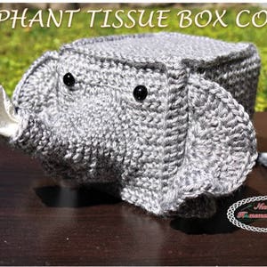 Bezug für Taschentuchbox Bezug | Elefant-Muster | Elefant Amigurumi | Gehäkelter Spielzeug Elefant