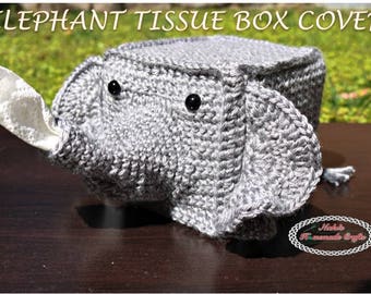 Tissue Box Cover CROCHET PATTERN | Crochet Elephant Pattern | Elephant Amigurumi | Crochet Elephant Toy