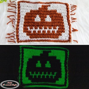 HÄKELN JACK-O-LANTERN Quadratisches Muster | Glow-In-The-Dark häkeln | Mosaik Häkelanleitung | Häkelanleitung Kürbis | Halloween häkeln
