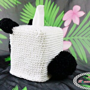 Crochet Pattern: Panda Bear Tissue Box Cover digital download animal toy health sick cold allergies image 6