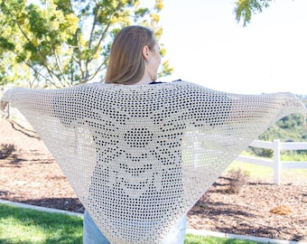 PDF Bee Filet Crochet Shawl PATTERN | Advanced Beginner Crochet Wrap Pattern | Shawl Pattern for Women with Learn Filet Crochet Tutorial