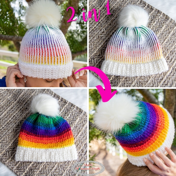 Tunisian CROCHET PATTERN for the Hidden Rainbow Reversible