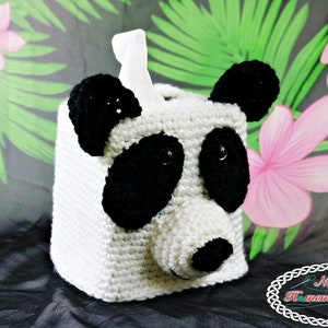 Crochet Pattern: Panda Bear Tissue Box Cover digital download animal toy health sick cold allergies image 3