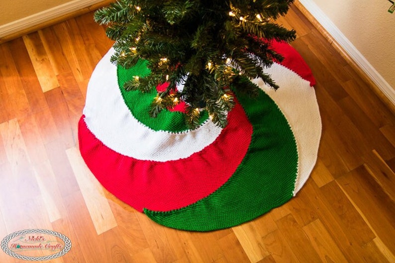 CROCHET PATTERN: Spiral Christmas Tree Skirt for the Holidays to decorate for Gift Giving Season image 1