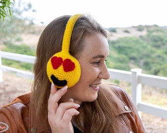 EMOJI Earmuffs CROCHET PATTERN | Crochet Earmuffs Pattern | Crochet Emoji | Crochet Christmas Gifts | Crochet Valentines Pattern