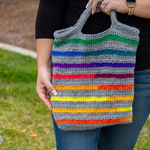 Rainbow REVERSIBLE Tote Bag CROCHET PATTERN Rainbow Bag Crochet Pattern Crochet Tote Bag Pattern Rainbow Hand Bag Crochet Pattern image 2