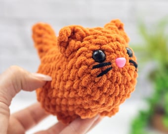 Nicht-Sew-Häkelkatze-Anleitung - Katzen Amigurumi-Plüschtier PDF - Anfängerfreundliches Chenille-Garn-Spielzeug