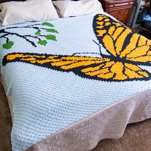 CROCHET PATTERN: Monarch Butterfly Blanket Corner to Corner C2C Pattern Crochet Butterfly Crochet Blanket Instant Download image 7