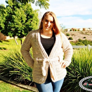 Crochet Pattern: Chunky Belted Crochet Cardigan sizes XS, M, L, Xl, XXL, 3XL, 4XL cozy, comfy and easy image 8