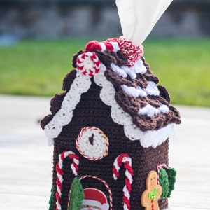 CROCHET PATTERN: Gingerbread House Tissue Box Cover Christmas Holidays Decor image 7