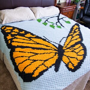 CROCHET PATTERN: Monarch Butterfly Blanket Corner to Corner C2C Pattern Crochet Butterfly Crochet Blanket Instant Download image 3