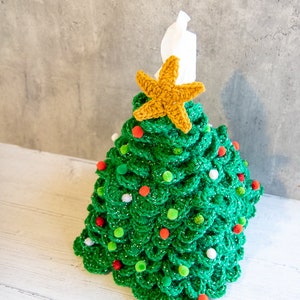 CROCHET Christmas Tree Tissue Box Cover PATTERN for the Holidays, Decor, Gift Gifting Season, Great even for Yarn Storage image 3