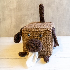 Dog Tissue Box Cover CROCHET PATTERN Crochet Dog Pattern Crochet Tissue Box Cover Crochet Tissue Holder image 1