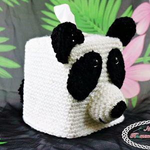 Crochet Pattern: Panda Bear Tissue Box Cover digital download animal toy health sick cold allergies image 5