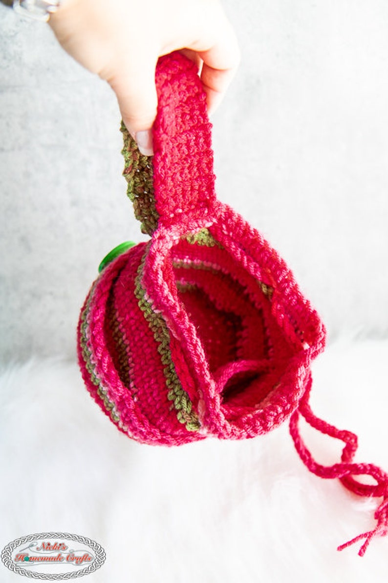 Yarn Bag CROCHET PATTERN Yarn Ball Cozy with lots of Pockets outside and inside 3 Ways to use the Yarn Bag handle image 6