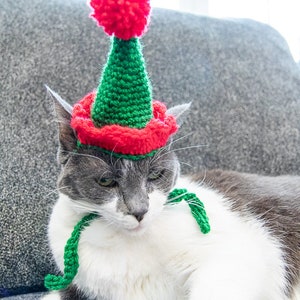 Cat Hat CROCHET PATTERN Crochet Cat Beanie Crochet Elf Hat Pattern for Cats Crochet Cat Toy Crochet Santa Hat Pattern image 5