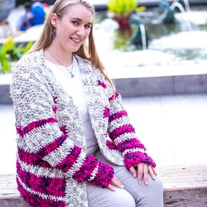 Crochet Pattern: Striped Velvet Cardigan image 3