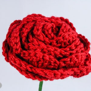 Crochet Pattern: ROSE with Wired Stem and Leaves Love, Valentine's Day, Flower, Heart, Wedding, Birthday image 4