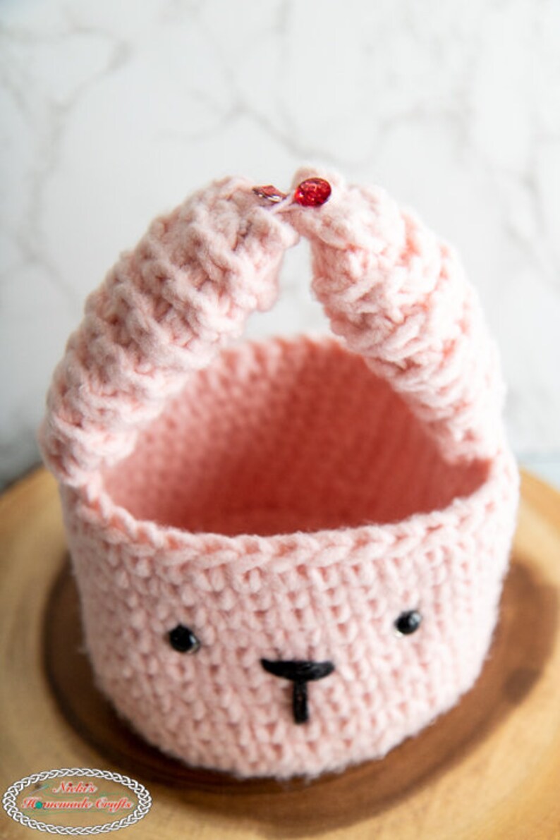 Cute BUNNY Basket CROCHET PATTERN with Bunny Ears as the Basket Handles for Spring and Easter and Animal and Amigurumi Lovers image 5