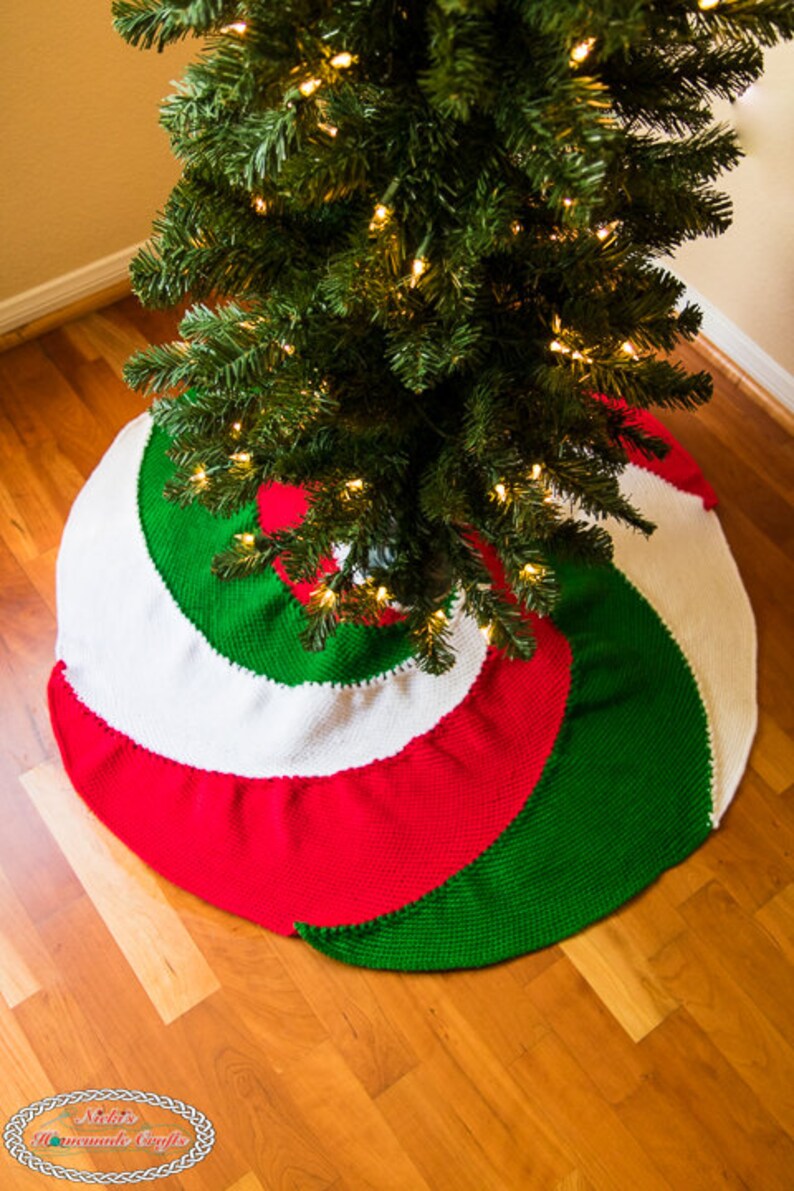 CROCHET PATTERN: Spiral Christmas Tree Skirt for the Holidays to decorate for Gift Giving Season image 2