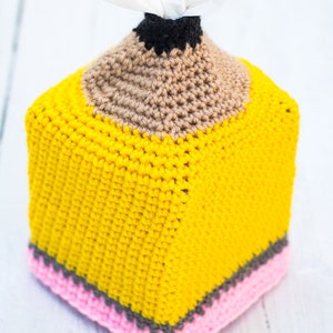 Crochet Pattern: Pencil Tissue Box Cover Perfect for Teachers, Students and Back To School image 6