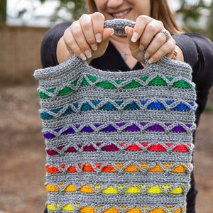 Rainbow REVERSIBLE Tote Bag CROCHET PATTERN Rainbow Bag Crochet Pattern Crochet Tote Bag Pattern Rainbow Hand Bag Crochet Pattern image 4