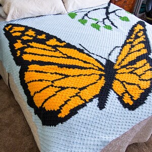 CROCHET PATTERN: Monarch Butterfly Blanket Corner to Corner C2C Pattern Crochet Butterfly Crochet Blanket Instant Download image 2