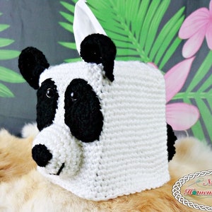 Crochet Pattern: Panda Bear Tissue Box Cover digital download animal toy health sick cold allergies image 4