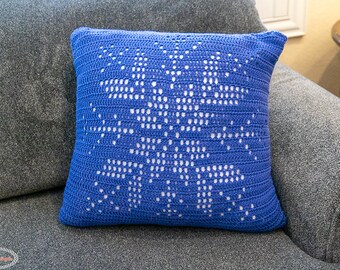 CROCHET SNOWFLAKE PILLOW Pattern | Filet Crochet Patterns | Winter Crochet Patterns | Crochet Throw Pillow