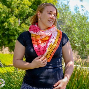 CROCHET SCARF PATTERN Striped Scarf Pattern Crochet Spring Scarf Crochet Shawl Pattern image 3