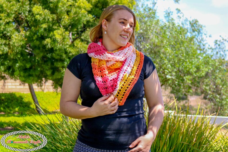 CROCHET SCARF PATTERN Striped Scarf Pattern Crochet Spring Scarf Crochet Shawl Pattern image 3