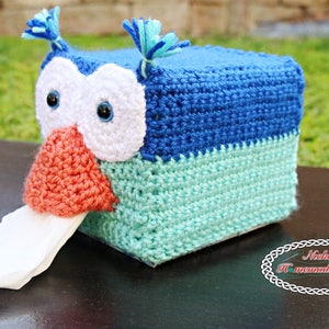 CROCHET PATTERN Owl Tissue Box Cover easy fast cool animal cute adorable kids decoration image 2